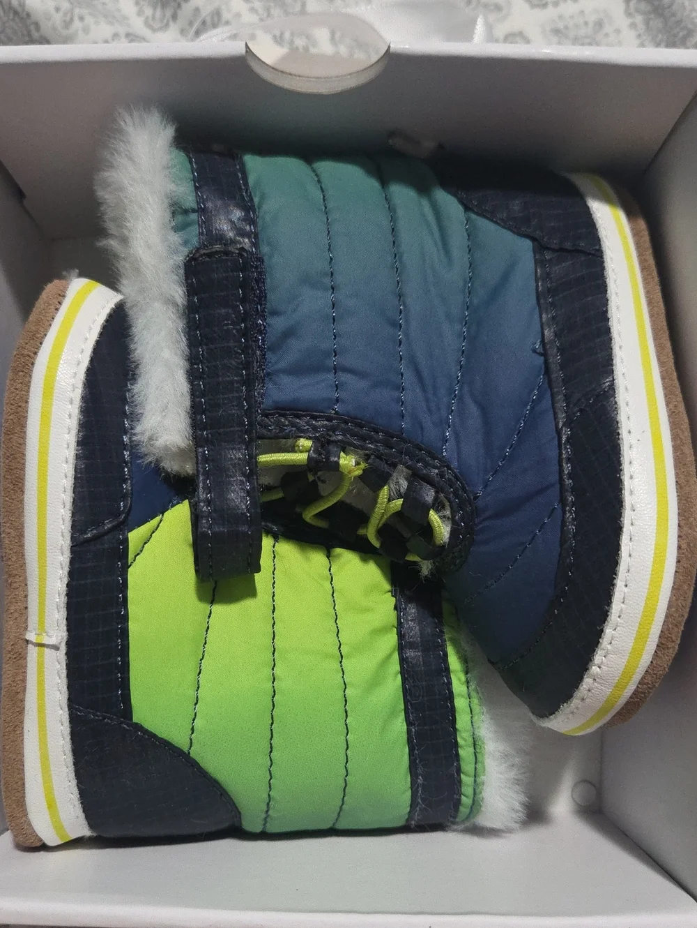 Robeez Baby Aspen Gradient Puffer Snow Boots Navy 6-9 Months